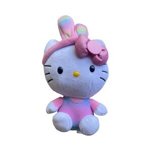 TY Hello Kitty by Sanrio Pink and White Plush Easter Bunny Stuffed Toy